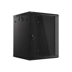 Lanberg :: Rack Cabinet 19? Wall-Mount 15U/600X600 (flat-pack) V2 Black, Glass door