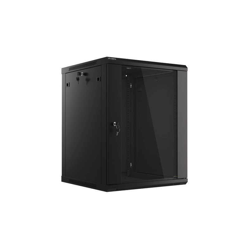 Lanberg :: Rack Cabinet 19? Wall-Mount 15U/600X600 (flat-pack) V2 Black, Glass door