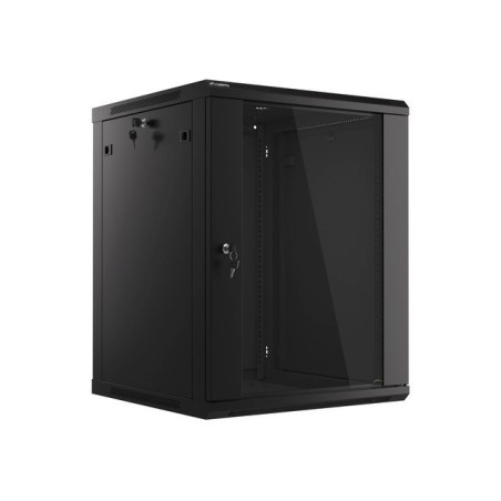 Lanberg :: Rack Cabinet 19? Wall-Mount 15U/600X600 (flat-pack) V2 Black, Glass door