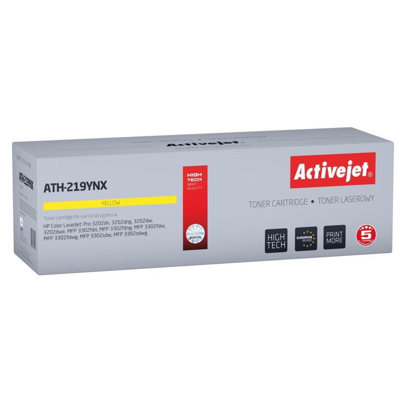 Activejet ATH-219YNX Toner (zamiennik HP 219X W2192X Supreme 2500 stron żółty) z chipem Activejet ATH-219YNX Toner (zamiennik HP 219X W2192X Supreme 2500 stron żółty) z chipem