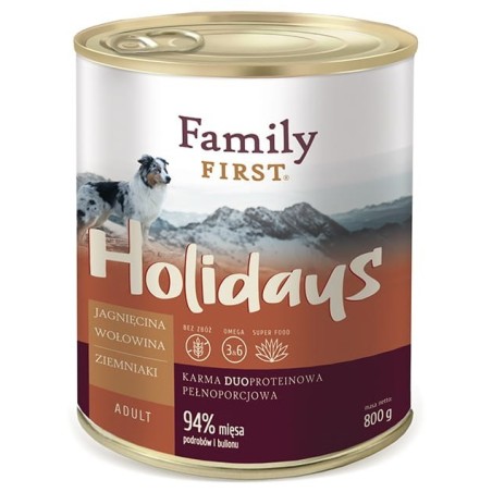 FAMILY FIRST Holidays Adult Jagnięcina, wołowina, ziemniaki - mokra karma dla psa - 800 g