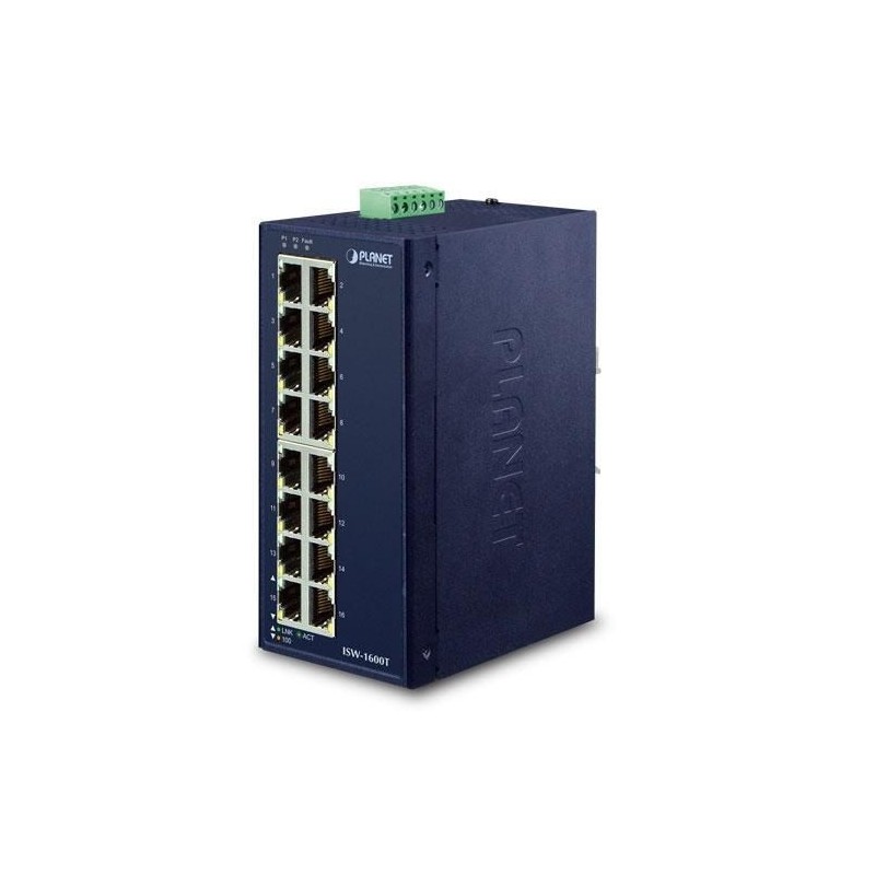 PLANET ISW-1600T łącza sieciowe Nie zarządzany Fast Ethernet (10/100) Niebieski