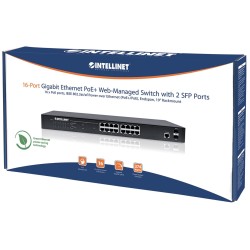 Intellinet 561198 łącza sieciowe Zarządzany L2+ Gigabit Ethernet (10/100/1000) Obsługa PoE 1U Czarny