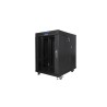 Szafa instalacyjna rack stojąca 19" 15U 600x800 czarna drzwi szklane LCD Lanberg (Flat Pack) V2