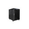 Szafa instalacyjna rack stojąca 19" 15U 600x800 czarna drzwi szklane LCD Lanberg (Flat Pack) V2