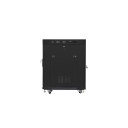 Szafa instalacyjna rack stojąca 19" 15U 600x800 czarna drzwi szklane LCD Lanberg (Flat Pack) V2