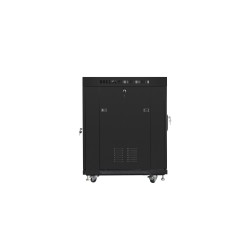 Szafa instalacyjna rack stojąca 19" 15U 600x800 czarna drzwi szklane LCD Lanberg (Flat Pack) V2