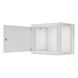Szafa instalacyjna Rack wisząca 19" 9U 600x450 szara drzwi metalowe LANBERG (Flat Pack)