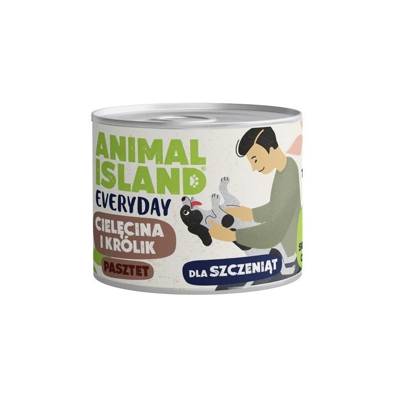 ANIMAL ISLAND Everyday cielęcina i królik dla szczeniąt puszka 185g