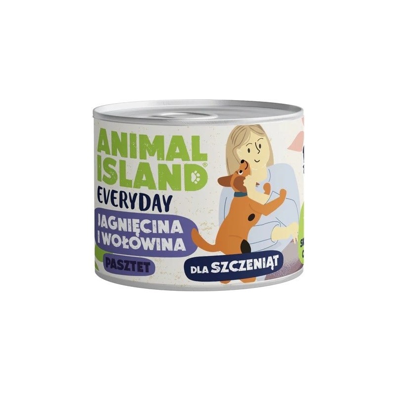 ANIMAL ISLAND Everyday wołowina i jagnięcina dla szczeniąt puszka 185g ANIMAL ISLAND Everyday wołowina i jagnięcina dla szczeniąt puszka 185g