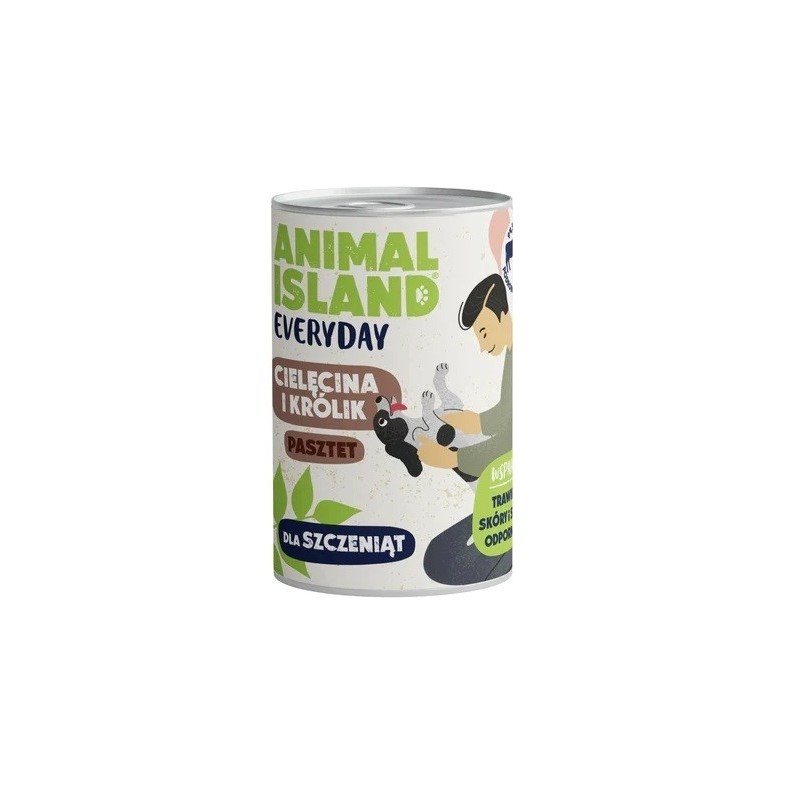 ANIMAL ISLAND Everyday cielęcina i królik dla szczeniąt puszka 400g