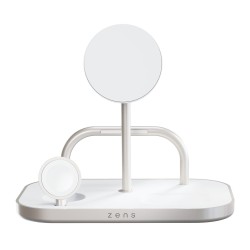 Ładowarka ZENS ZEDC29W/00, Wewnątrz, AC, USB, Ładowanie bezprzewodowe, 1 m, Srebrny, Biały