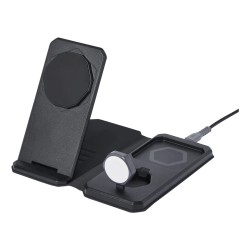 UAG 3in1 Travel Charger - bezprzewodowa ładowarka podróżna do trzech urządzeń 15W, kompatybilna z MagSafe, kabel, wtyczki i