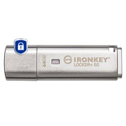 Kingston IronKey Locker+ 50 pamięć USB 64 GB USB Typu-A 3.2 Gen 1 (3.1 Gen 1) Srebrny