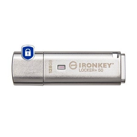 Kingston Technology IronKey Locker+ 50 pamięć USB 128 GB USB Typu-A 3.2 Gen 1 (3.1 Gen 1) Srebrny