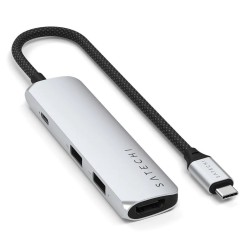 Satechi 4-w-1 USB-C Slim Multiport Adapter 4K - aluminiowy adapter do urządzeń mobilnych USB-C (USB-C, 4K HDMI, 2x USB-A)