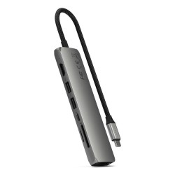 Wieloportowa przejściówka Satechi 7-w-1 USB-C Slim z Ethernetem - gwiezdna szarość