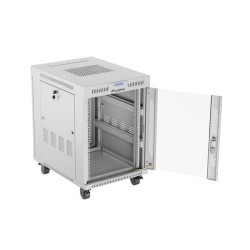 Szafa instalacyjna rack stojąca 19" 15U 600x800 szara drzwi szklane LCD Lanberg (Flat Pack) V2