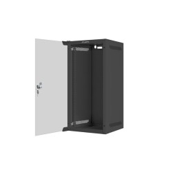 Szafa instalacyjna rack wisząca 10" 12U 280x310 czarna drzwi szklane Lanberg (Flat Pack)