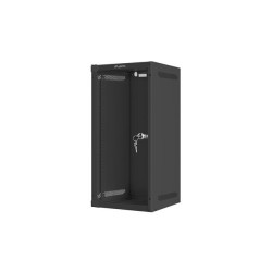 Szafa instalacyjna rack wisząca 10" 12U 280x310 czarna drzwi szklane Lanberg (Flat Pack)