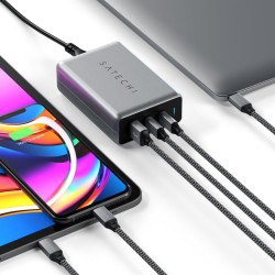Ładowarka sieciowa Satechi USB-C PD GaN Charger 100W, 2x USB-C, 1x USB-A (space gray)