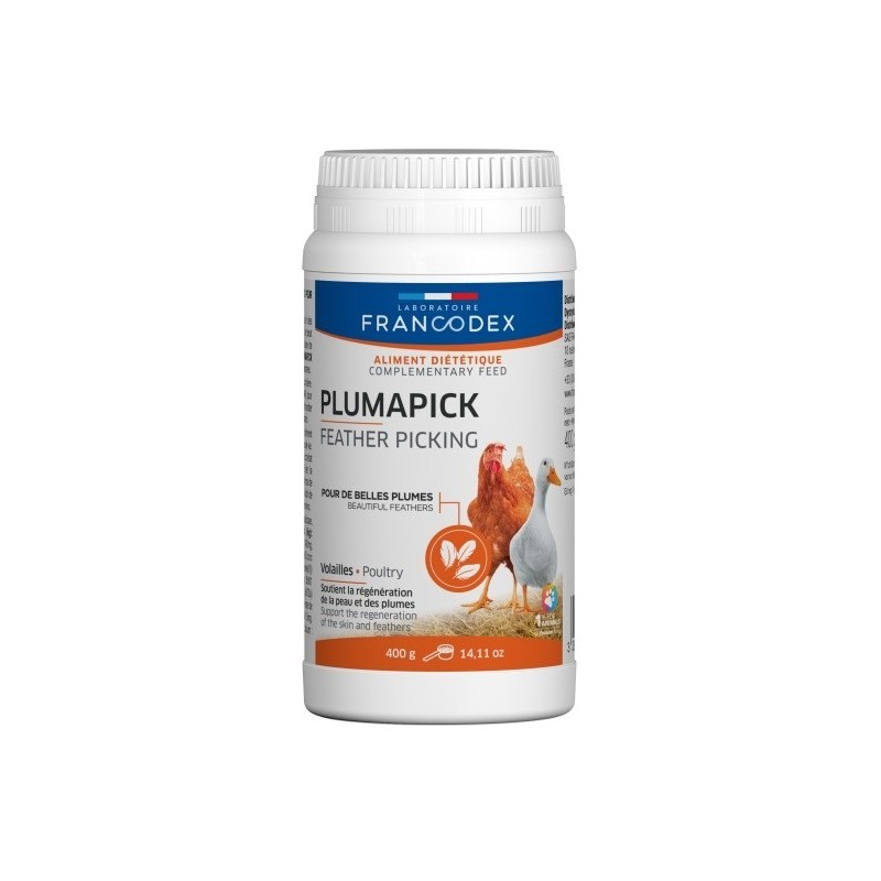 FRANCODEX Pluma-Pick preparat dla drobiu stymulujacy wzrost piór 400g FRANCODEX Pluma-Pick preparat dla drobiu stymulujacy wzrost piór 400g