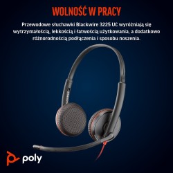 Poly Blackwire 3225 Stereo USB-C Headset +3.5mm Plug +USB-C/A Adapter (Bulk) 8X229A6
