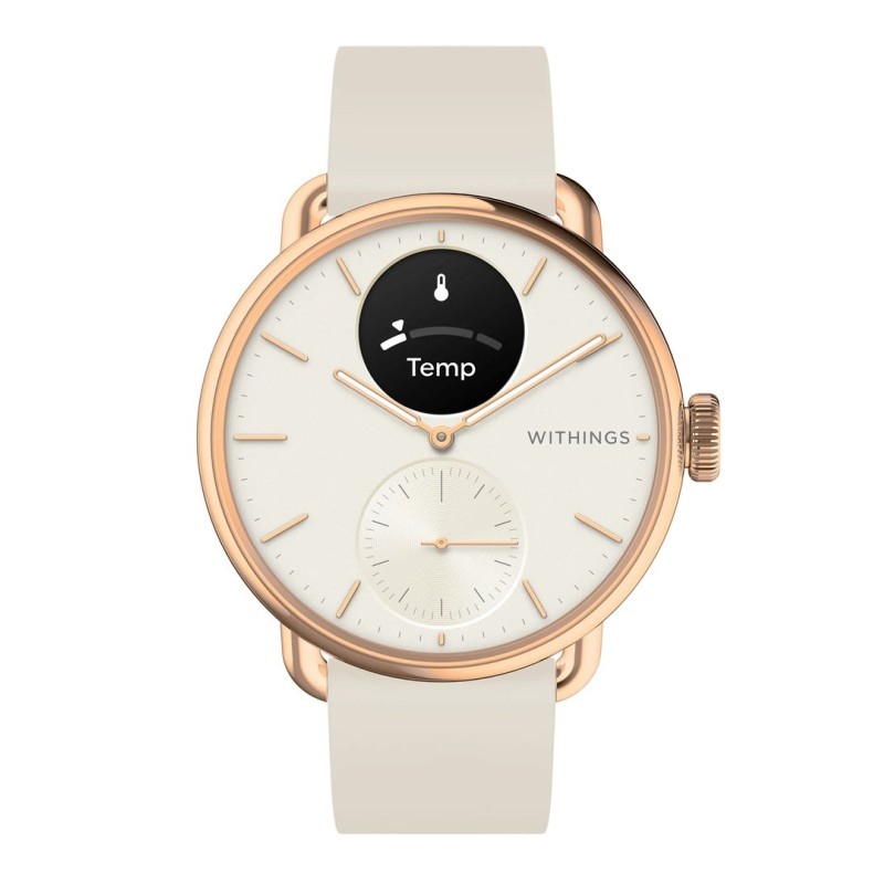 Zegarek hybrydowy Withings ScanWatch 2 - Stal nierdzewna - Hybrydowy inteligentny zegarek z paskiem - Fluoroelastomer - Rozmiar