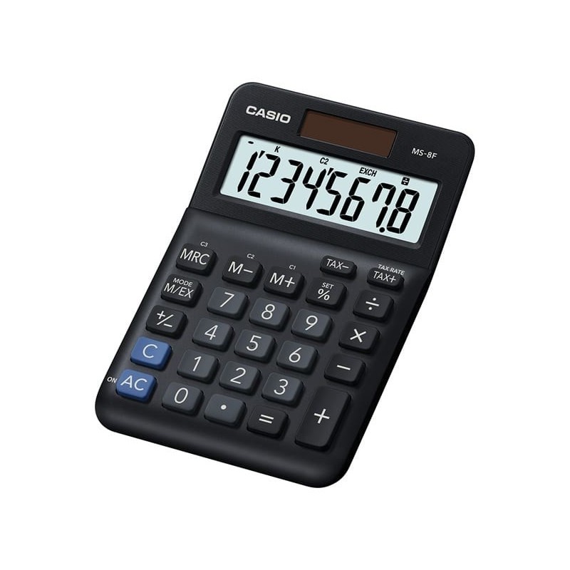 Casio Kalkulator biurowy MS-8F, 8-cyfrowy, 103x147x28,8mm, czarny Casio Kalkulator biurowy MS-8F, 8-cyfrowy, 103x147x28,8mm, czarny
