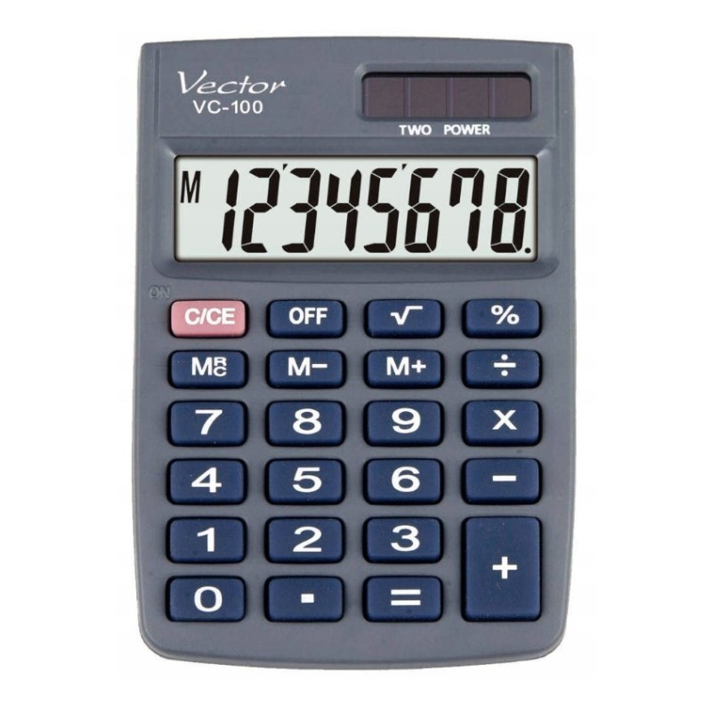 Vector Kalkulator biurowy KAV VC-100, 8-cyfrowy, 58x88,5mm, szary Vector Kalkulator biurowy KAV VC-100, 8-cyfrowy, 58x88,5mm, szary