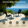 Klasyczny zestaw mebli ogrodowych Black Forest tekstylen dwa krzesła + stolik czarny