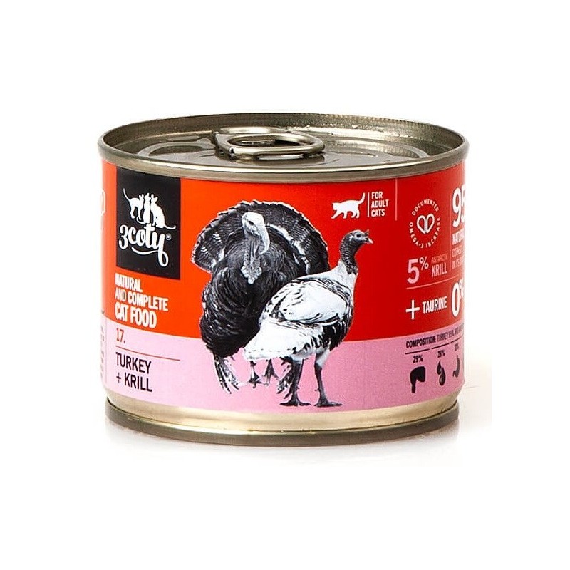 3Coty TURKEY + KRILL for Adult cats 180g 3Coty TURKEY + KRILL for Adult cats 180g