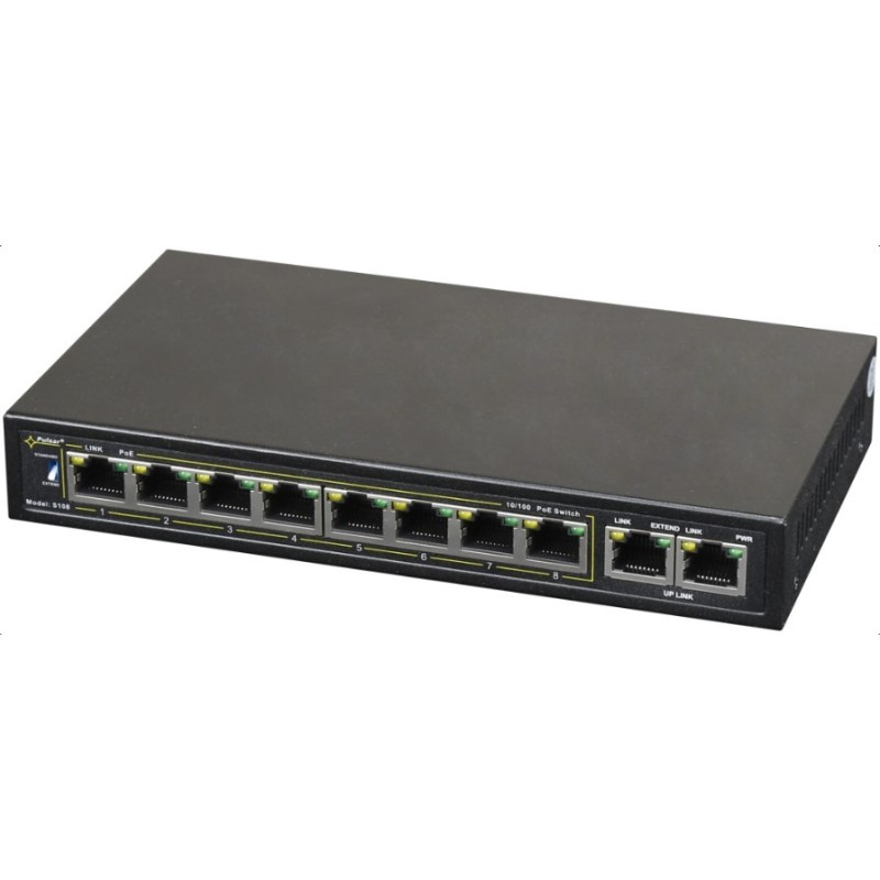 PULSAR S108 łącza sieciowe Fast Ethernet (10/100) Obsługa PoE Czarny