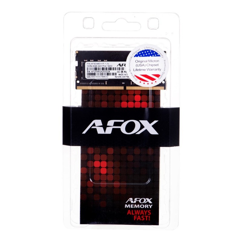 AFOX SO-DIMM DDR4 8G 2400MHZ MICRON CHIP AFSD48EH1P AFOX SO-DIMM DDR4 8G 2400MHZ MICRON CHIP AFSD48EH1P