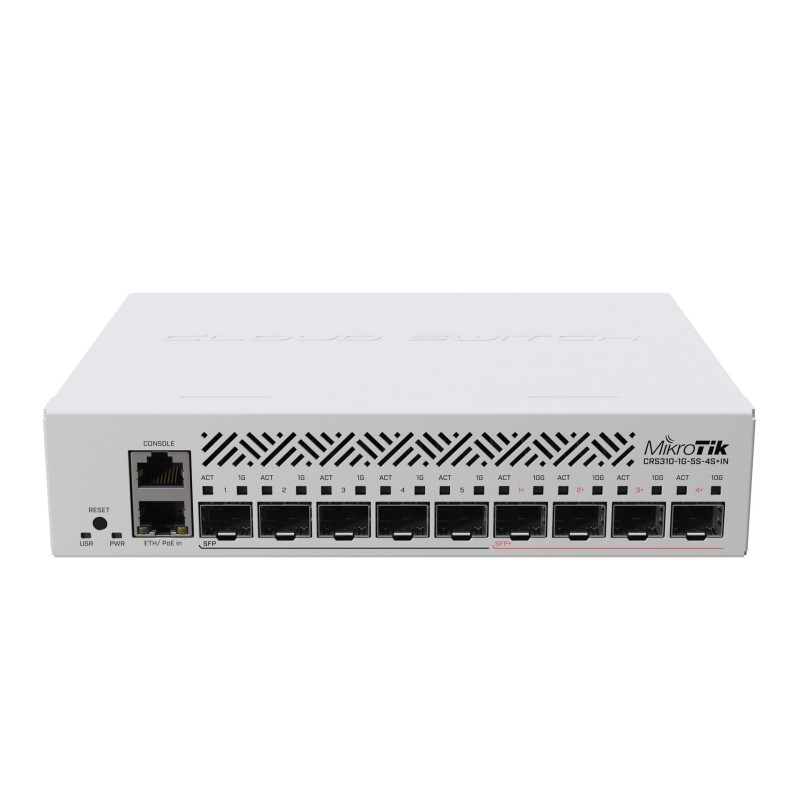 Mikrotik CRS310-1G-5S-4S+IN łącza sieciowe Zarządzany L3 Obsługa PoE 1U Mikrotik CRS310-1G-5S-4S+IN łącza sieciowe Zarządzany L3 Obsługa PoE 1U