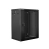Lanberg Szafa rack 19 cali Wall-Mount 15U/600x450 V2 czarna, drzwi szklane
