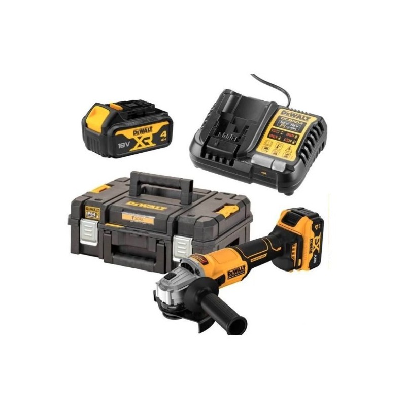 Szlifierka kątowa 18V XR z tarczą 125mm, dwie baterie 2x4Ah