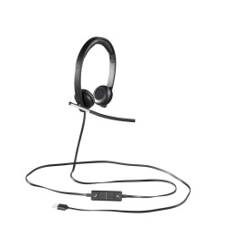 Logitech H650e Zestaw słuchawkowy Przewodowa Opaska na głowę Biuro/centrum telefoniczne USB Typu-A Czarny, Srebrny