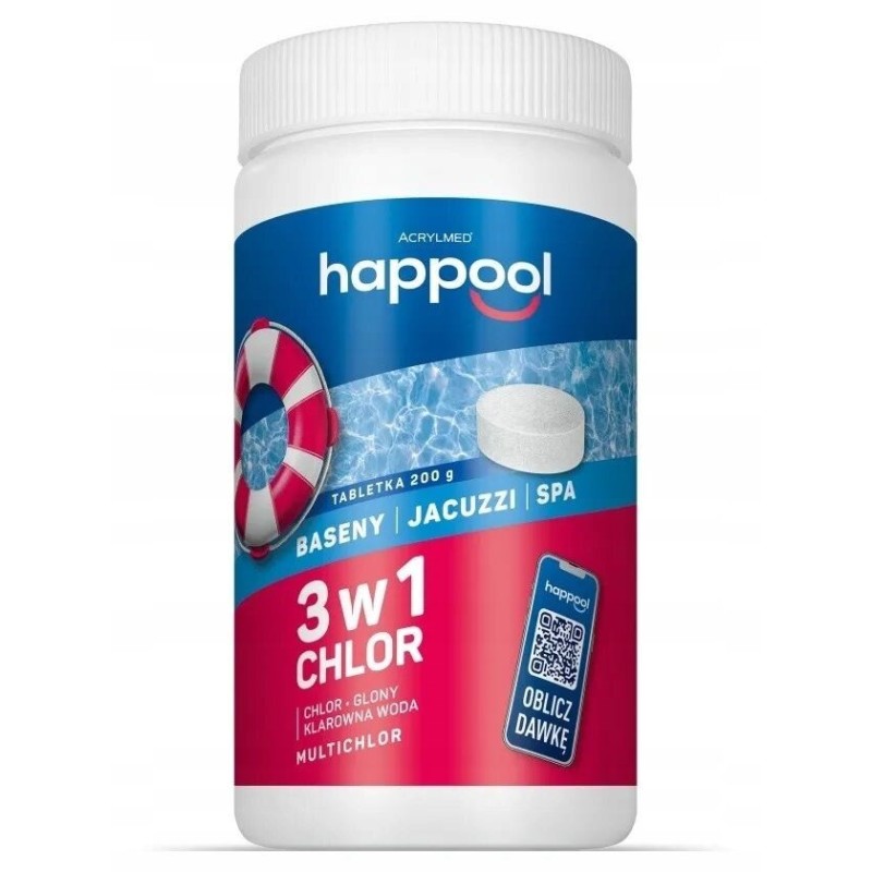 Acrylmed 1kg Multichlor 200g do długotrwałej dezynfekcji wody w basenie - tabletki Acrylmed 1kg Multichlor 200g do długotrwałej dezynfekcji wody w basenie - tabletki
