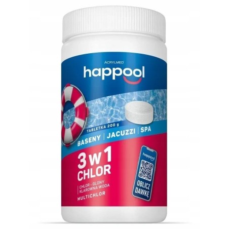 Acrylmed 1kg Multichlor 200g do długotrwałej dezynfekcji wody w basenie - tabletki