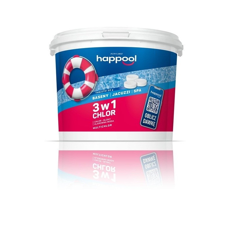 Acrylmed 3kg Multichlor 20g kompleksowa dezynfekcja wody basenowej - tabletki Acrylmed 3kg Multichlor 20g kompleksowa dezynfekcja wody basenowej - tabletki