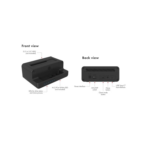 ICY BOX IB-2914MSCL-C31 USB 3.2 Gen 2 (3.1 Gen 2) Type-C Czarny
