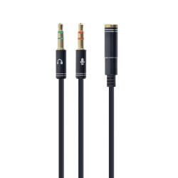 Kabel GEMBIRD CCA-418M (Mini Jack x2 M - 4-Pin, Jack stereo 3,5 mm F 0,20m kolor czarny)