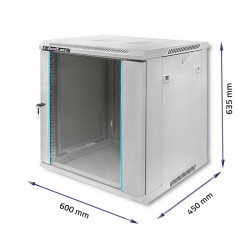 Szafa RACK 19" Wisząca 12U 600 x 635 x 450 Szara