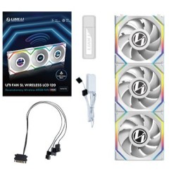 Wentylator Lian Li LULI-100 UNI FAN SL LCD, ARGB, PWM, 3x, 120 mm, Bezprzewodowe sterowanie za pomocą kontrolera 2.4GHz, biały