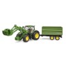Traktor John Deere 7R 350 z ładowaczem czołowym i przyczepą 2-osiową 03155 BRUDER