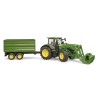 Traktor John Deere 7R 350 z ładowaczem czołowym i przyczepą 2-osiową 03155 BRUDER