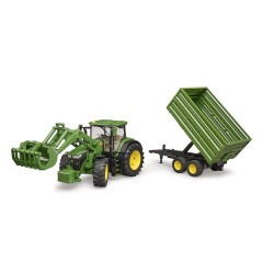 Traktor John Deere 7R 350 z ładowaczem czołowym i przyczepą 2-osiową 03155 BRUDER