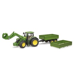 Traktor John Deere 7R 350 z ładowaczem czołowym i przyczepą 2-osiową 03155 BRUDER