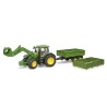 Traktor John Deere 7R 350 z ładowaczem czołowym i przyczepą 2-osiową 03155 BRUDER
